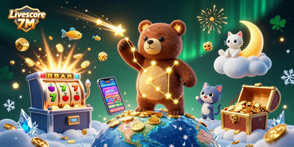 Experience dynamic wins with Livescore 7M's vibrant casino-themed scene bursting with excitement