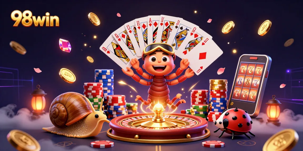 Experience 98win's vibrant casino atmosphere with dynamic characters and thrilling elements.