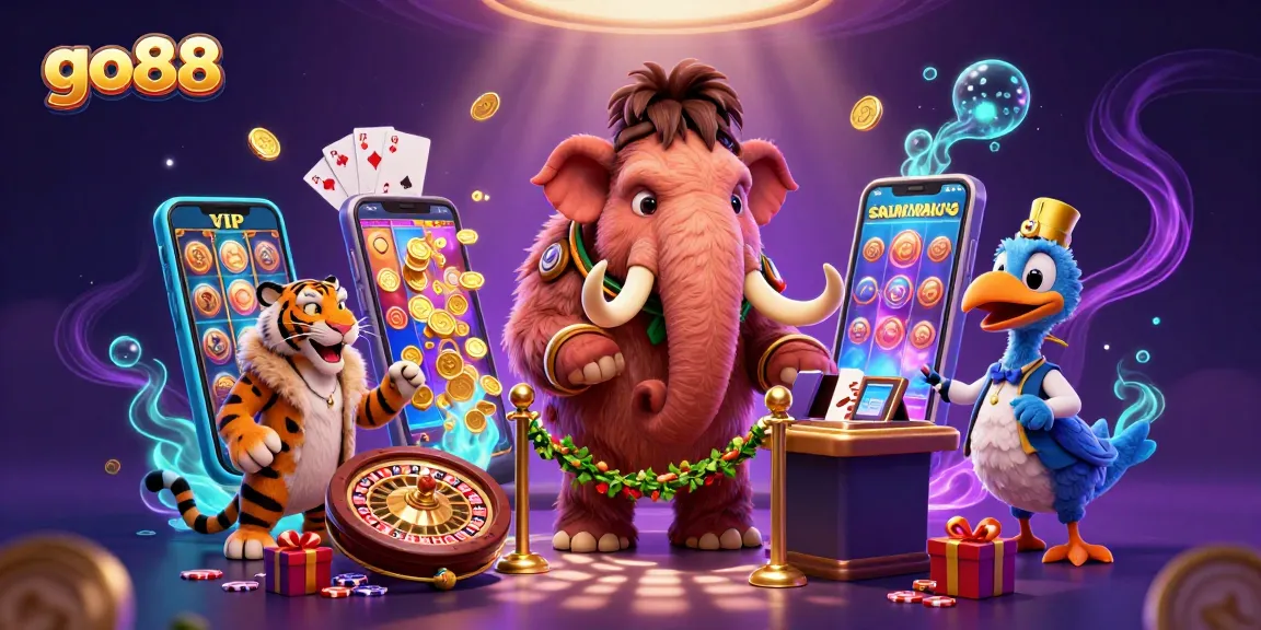 Go88 casino bouncer checks VIPs with vibrant slot games and rich casino elements all around